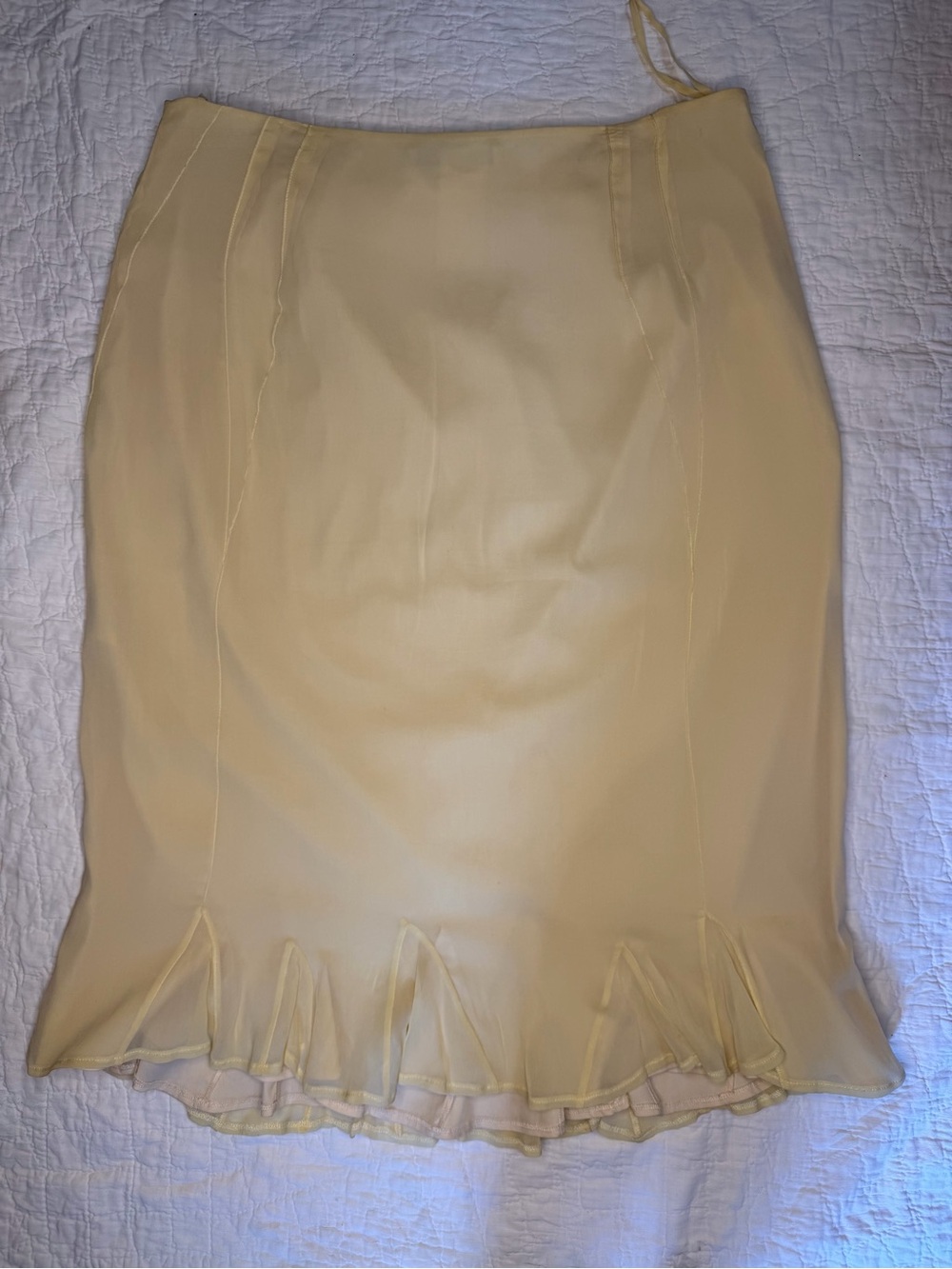 Jil Sander Silk Skirt Italy Pale Yellow Y2K Minimalist Luxe Midi Size 38/Small - Picture 14 of 16